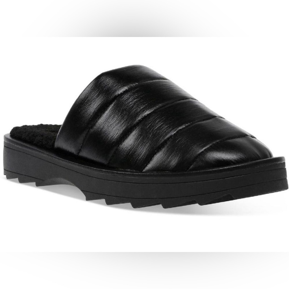 Steven Madden Black Quilted Chex Chunky Slip on Slip On  Slippers Sz 9
